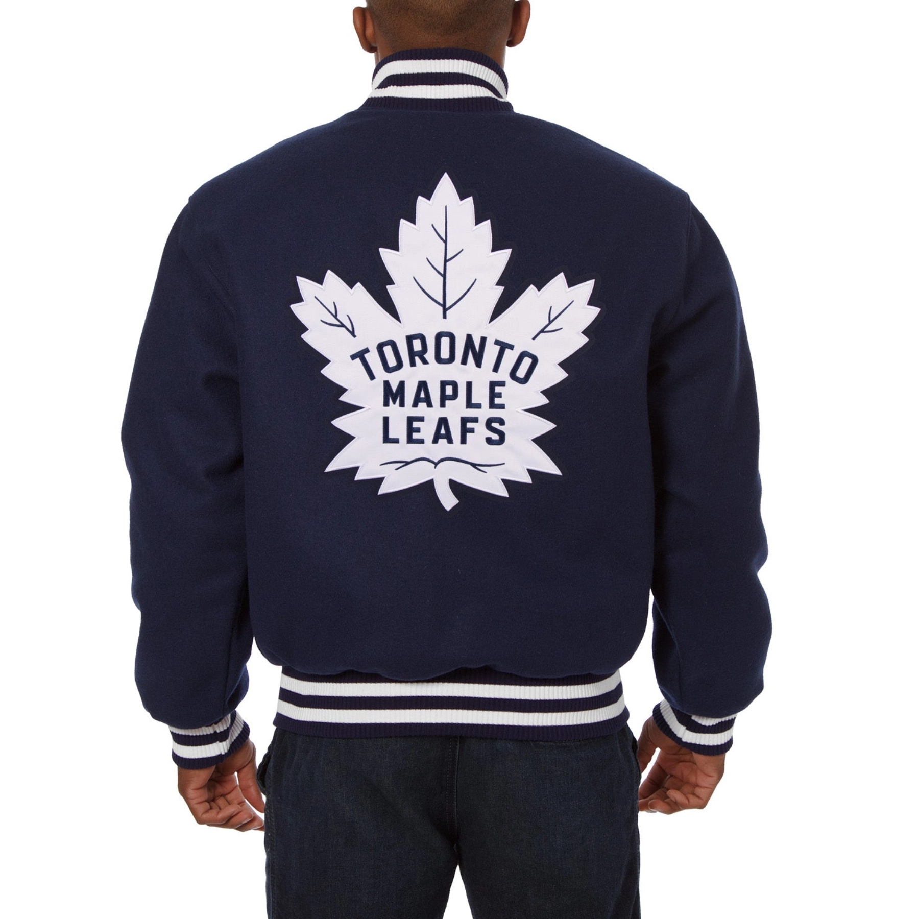 Toronto maple leafs one color wool varsity jacket navy 01 1