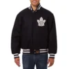 Toronto maple leafs one color wool varsity jacket navy 1