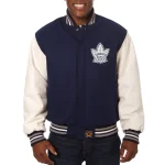 Toronto Maple Leafs Two Tone Navy Wool/Leather Jacket