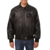 Toronto raptors big logo leather bomber varsity jacket black 1