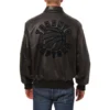 Toronto raptors big logo leather bomber varsity jacket black 2