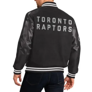 Toronto raptors black wool leather varsity jacket