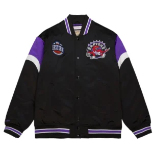 Toronto raptors cooperstown full snap satin varsity jacket 3