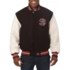 Toronto raptors domestic two tone wool and leather jacket red white 1