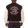 Toronto raptors domestic two tone wool and leather jacket red white 2