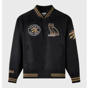 Toronto raptors full snap black satin jacket