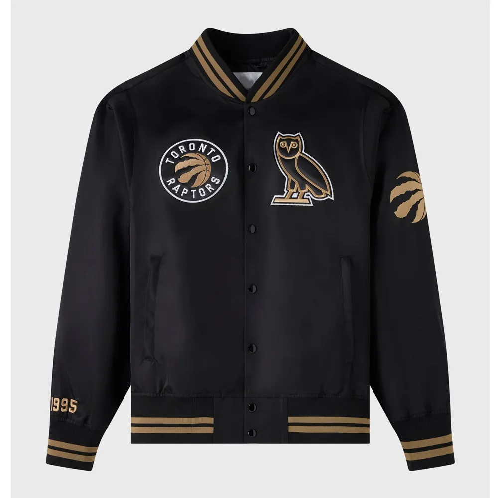 Toronto raptors full snap black satin jacket