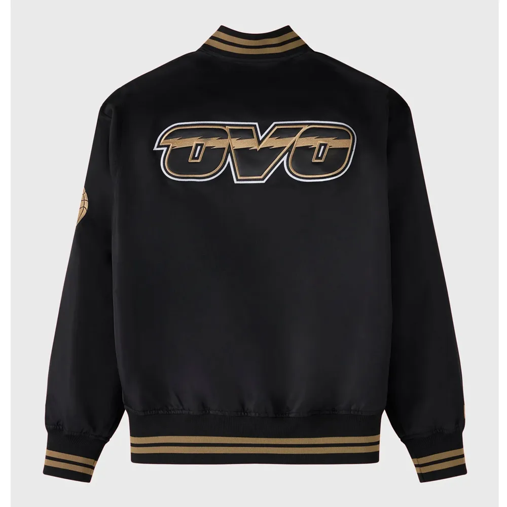 Toronto raptors full snap black satin varsity jacket