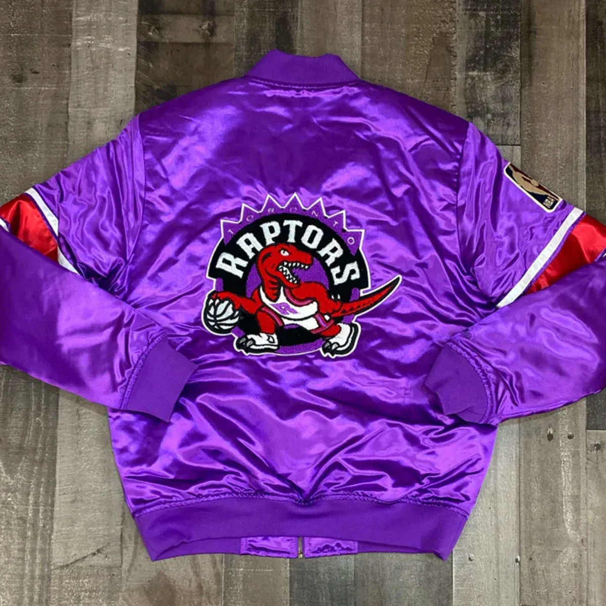 Toronto raptors hardwod classic satin bomber jacket