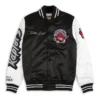 Toronto raptors nba team origins black white satin varsity jacket 1