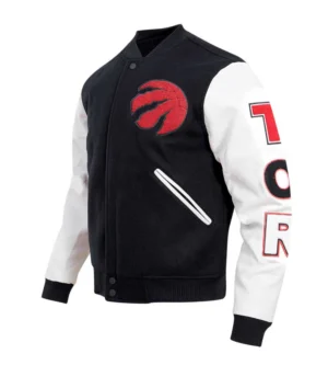 Toronto raptors pro standard black classic black white wool varsity jacket 1