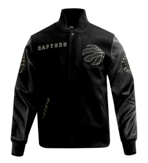 Toronto raptors pro standard black gold full zip varsity jacket 1