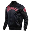 Toronto raptors pro standard black roses full snap satin varsity jacket 1