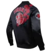 Toronto raptors pro standard black roses full snap satin varsity jacket 2