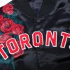 Toronto raptors pro standard black roses full snap satin varsity jacket 3