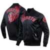 Toronto raptors pro standard black roses full snap satin varsity jacket 5