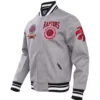 Toronto raptors pro standard crest emblem full zip gray wool varsity jacket 1