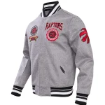 Toronto Raptors Crest Emblem Gray Wool Varsity Jacket