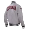 Toronto raptors pro standard crest emblem full zip gray wool varsity jacket 2