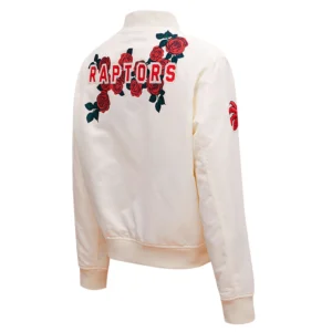 Toronto raptors pro standard white roses satin varsity jacket 2