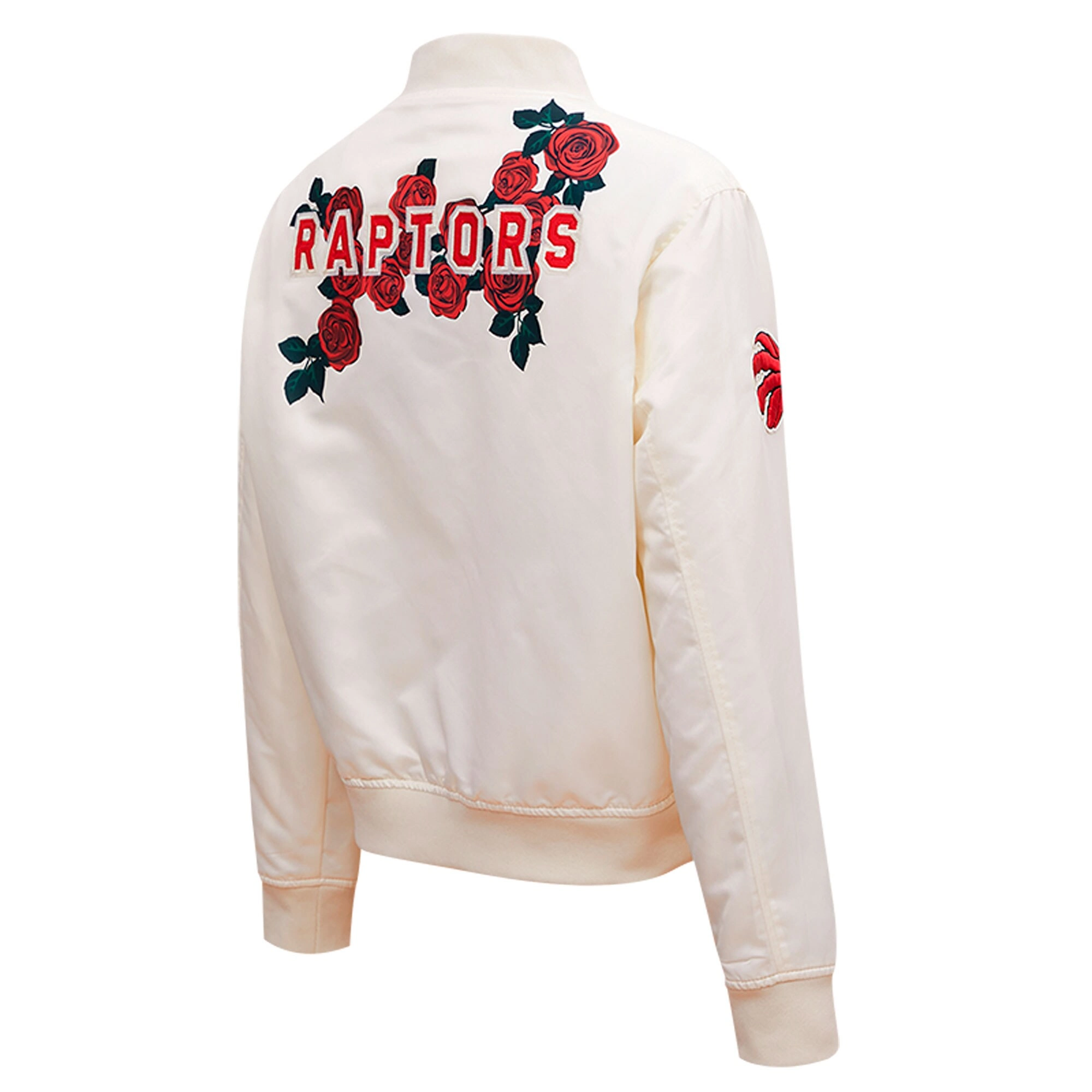Toronto raptors pro standard white roses satin varsity jacket 2