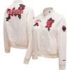 Toronto raptors pro standard white roses satin varsity jacket 3