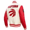 Toronto raptors retro classic cream red wool leather varsity jacket 3