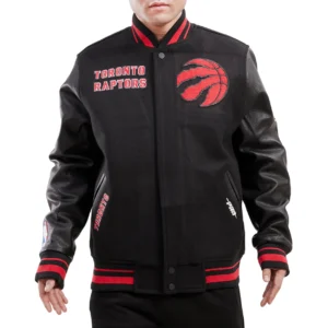 Toronto raptors retro classic wool leather varsity jacket black 1