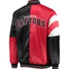 Toronto raptors starter 75th anniversary leader red black color block satin varsity jacket 2