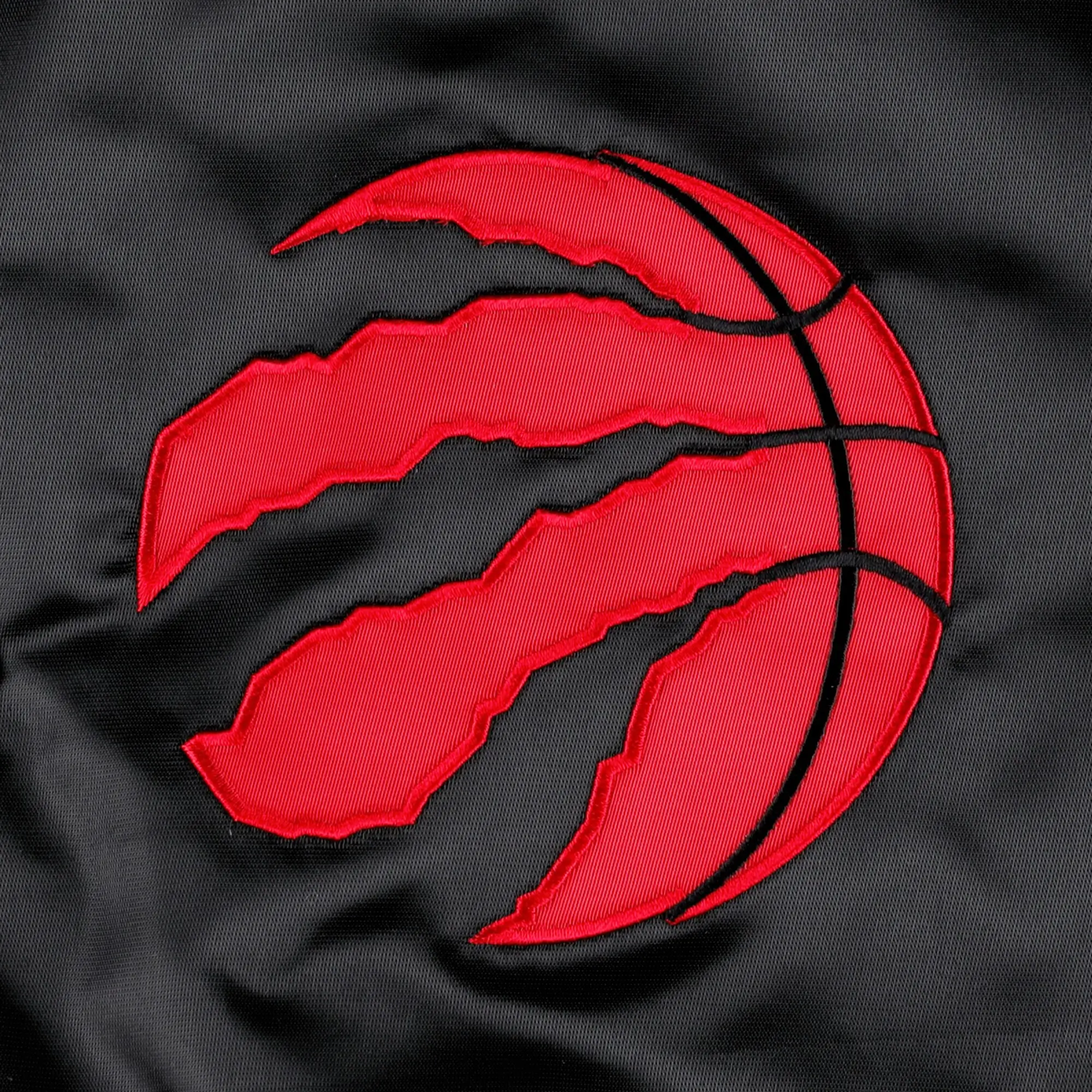 Toronto raptors starter pick roll full snap black satin varsity jacket 3
