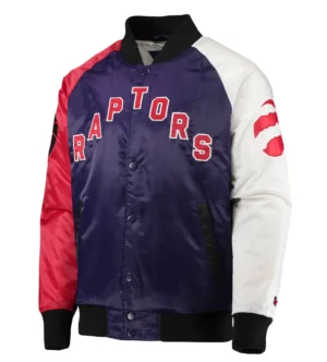 Toronto raptors starter purpleredwhite tricolor remix raglan varsity jacket 1