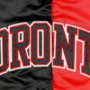 Toronto raptors starter split colorblock full snap black red satin varsity jacket 3