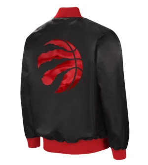 Toronto raptors starter the ambassador full zip black satin varsity jacket 2