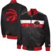 Toronto raptors starter the ambassador full zip black satin varsity jacket 4