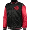 Toronto raptors starter the enforcer full snap black red satin varsity jacket 1