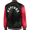 Toronto raptors starter the enforcer full snap black red satin varsity jacket 2