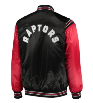 Toronto raptors starter the enforcer full snap black red satin varsity jacket 2