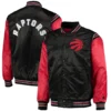 Toronto raptors starter the enforcer full snap black red satin varsity jacket 4