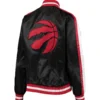 Toronto raptors starter womens competition full snap black satin varsity jacket 2