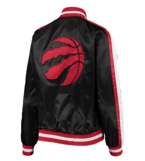 Toronto raptors starter womens competition full snap black satin varsity jacket 2