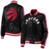Toronto raptors starter womens competition full snap black satin varsity jacket 4
