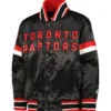 Toronto raptors starter youth home game full snap black satin varsity jacket 1