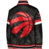 Toronto raptors starter youth home game full snap black satin varsity jacket 2