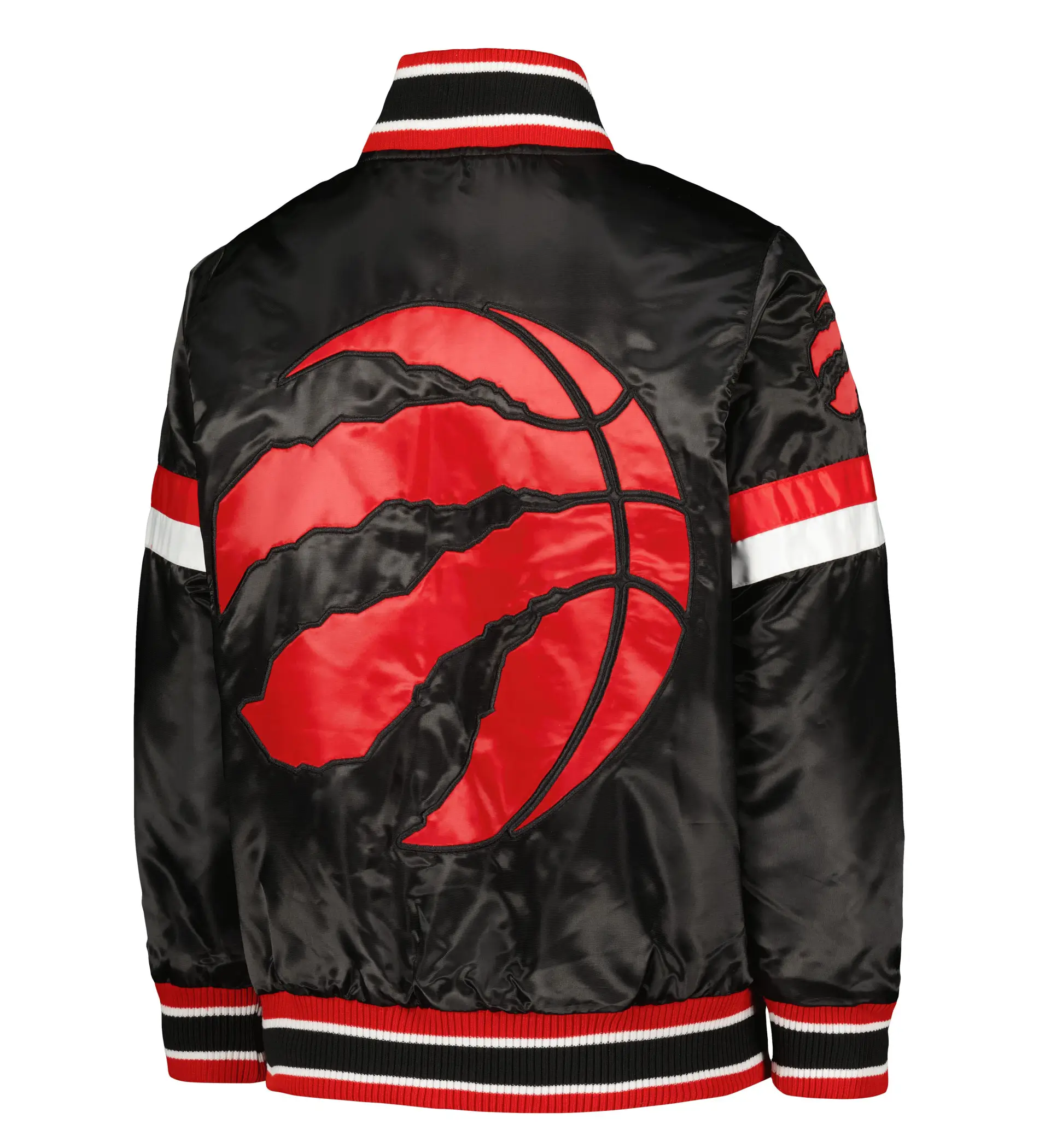 Toronto raptors starter youth home game full snap black satin varsity jacket 2