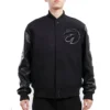 Toronto raptors triple black wool leather varsity jacket