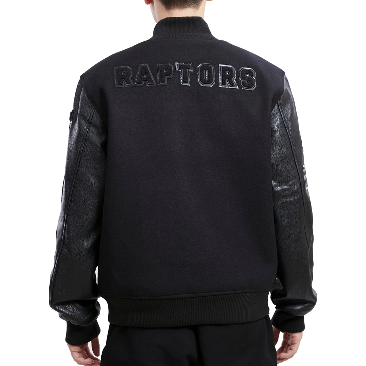 Toronto raptors triple black wool leather varsity jacket 4 1