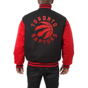 Toronto raptors two tone wool varsity jacket black red 1