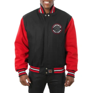 Toronto raptors two tone wool varsity jacket black red 2
