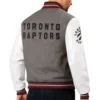 Toronto raptors wool leather full snap varsity jacket
