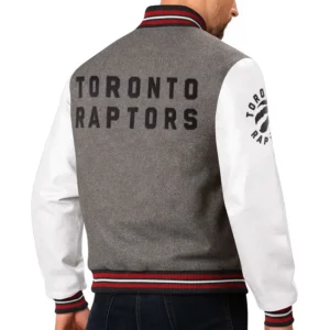 Toronto raptors wool leather full snap varsity jacket